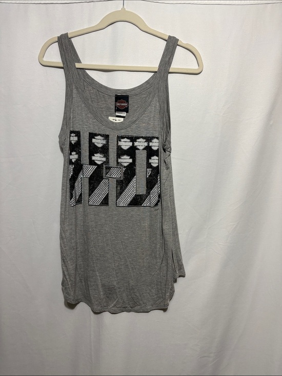 Harley-Davidson Tops - Harley-Davidson Gray Tank with Black & White Graphic Panels